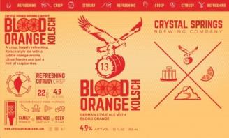 Crystal Springs - Blood Orange Kolsch (6 pack 12oz cans) (6 pack 12oz cans)